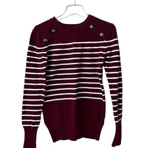 Patty Boutik Sweater Stripe Button Detail Size XL Long Sleeves Ribbed Shoulder